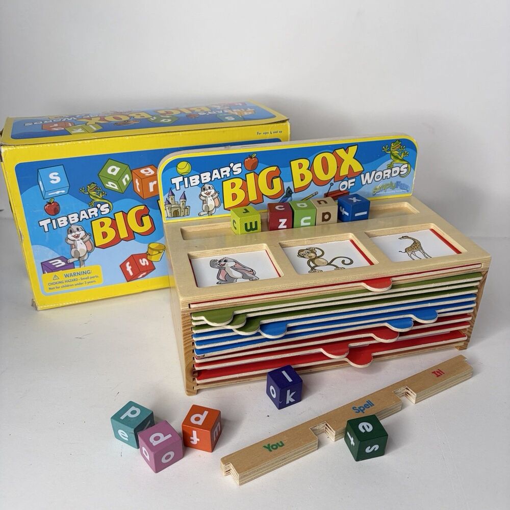 Tibbar's Big Box Of Words Simply Fun Game Spelling Learning Homeschool Wood